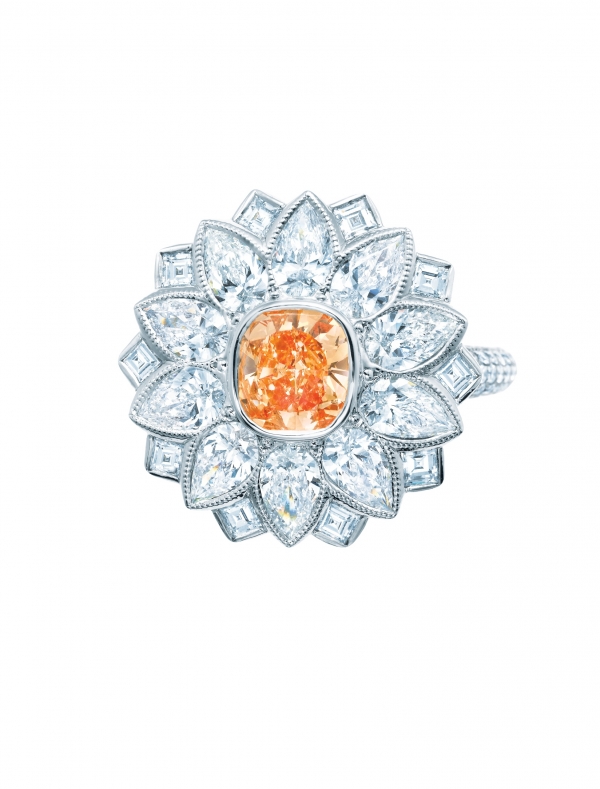 Tiffany 0.74克拉橘色鑽石戒指