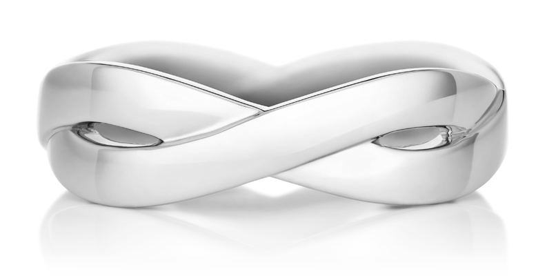 De Beers Infinity 白K金戒環 (5mm)。