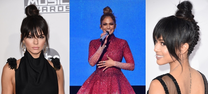 丸子頭(左)坎達爾珍娜Kendall Jenner(中)珍妮佛羅培茲Jennifer Lopez(右)Karrueche Tran