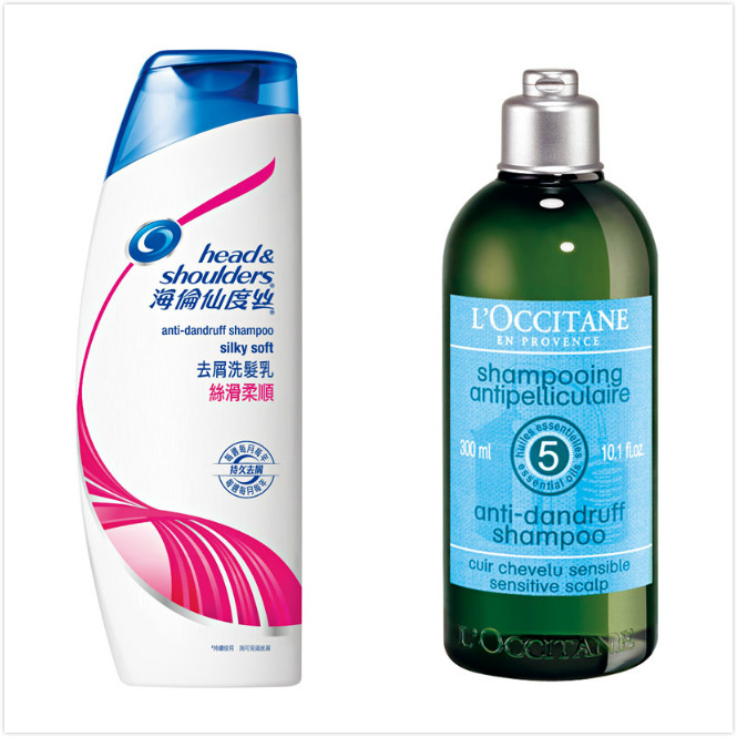 海倫仙度絲 絲滑柔順去屑洗髮乳,400ml,169元;L'OCCITANE草本抗屑洗髮乳 ,300ml,980元。